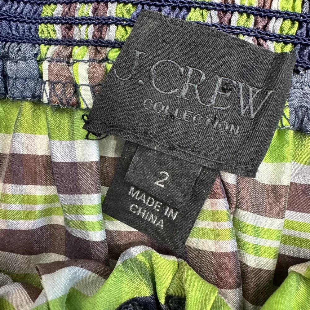 J.Crew Dress Women's Size 2 Green Plaid Off Shoulder Yarn Dyed Silk Shift - Picture 11 of 16